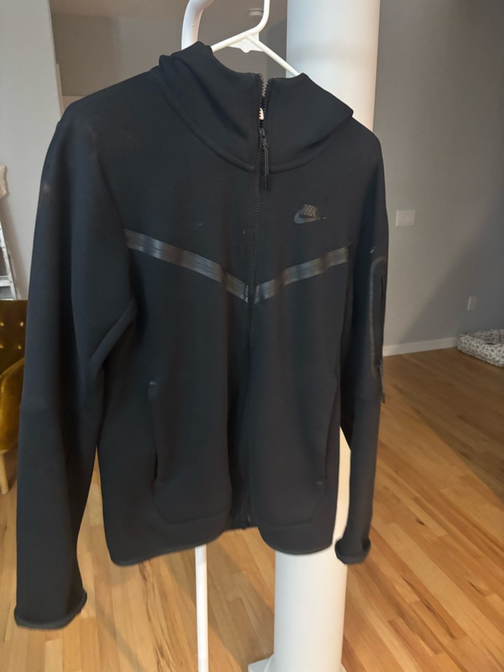 Nike Black Full-Zip Hooded Jacket with Reflective Chest Stripe